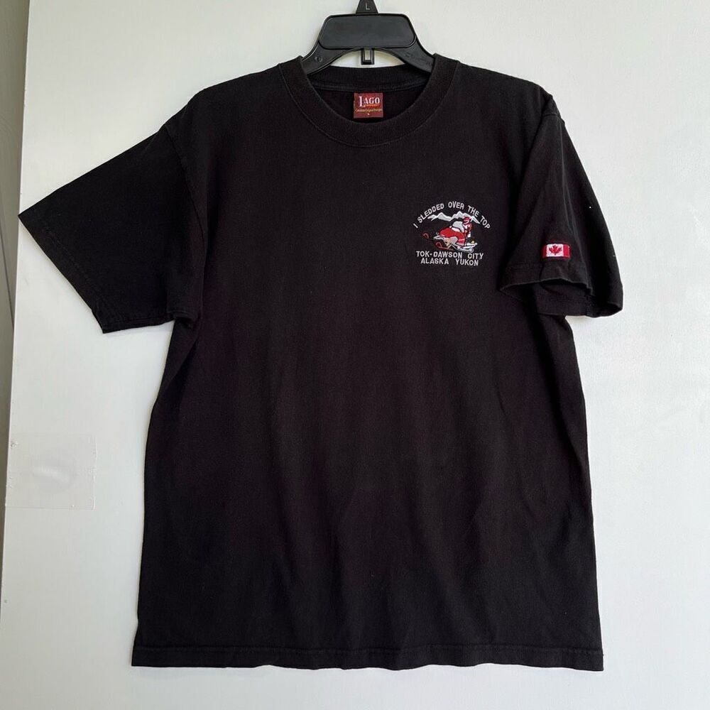 Vintage “I Sledded Over the Top” Tee Tok-Dawson Alaska Yukon Canada Flag L